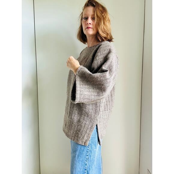 Handmade Wool Pullover Top Beachy Minimalist Hippie Boho Unisec Style Size L - Picture 8 of 11